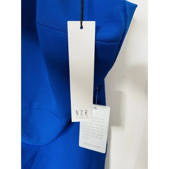 NSR Napean Sea Rd Sheath Dress Large Cobalt Blue Square Neck 90s Style Classic - Picture 4 of 15